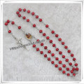 Red Scented Wooden Beads Rosary with Picture (IO-cr324)